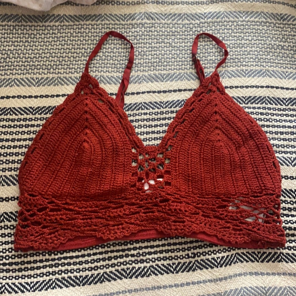 Red Knitted Cropped Top